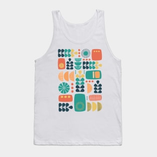 Retro Mid Century Modern in Charcoal, Teal, Yellow and Orange Tank Top